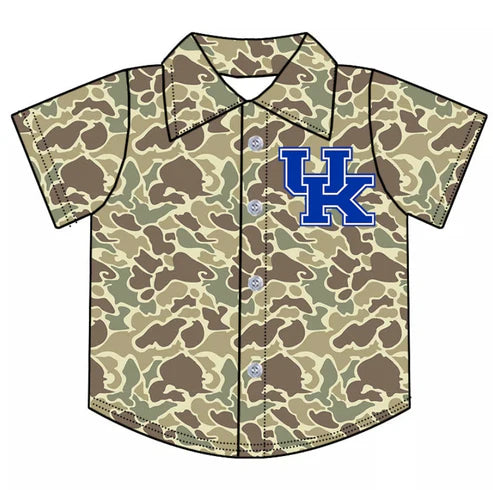 10.8 Custom Moq 5 Baby Boys Kentucky Team Camo Short Sleeve Button Shirt Tops
