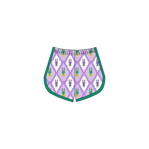 10.6  SS0661 Baby Girls Mardigras Crayfishes Checked Yoga Shorts Bottoms Preorder