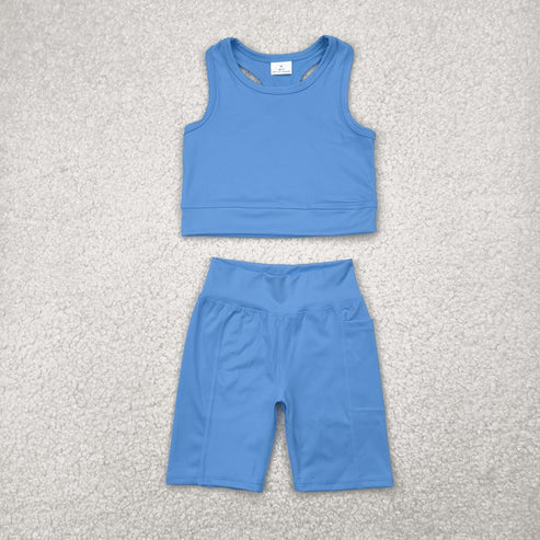 4.29 GSSO1515 Baby Girls Blue Athletic Active Wear Top Shorts Clothes Set