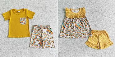 3.10 kids clothing yellow back to school matching set