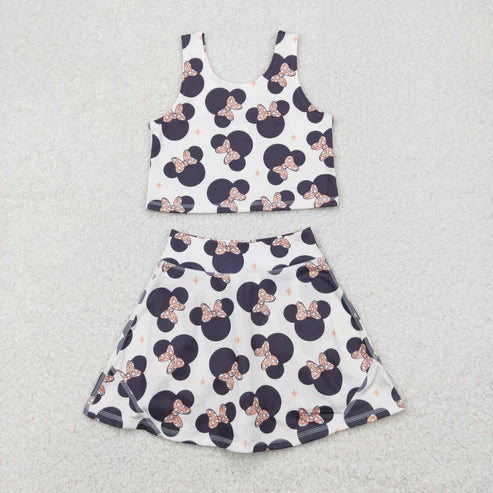 4.25 GSD1934 Baby Girls Cartoon Mouse Top Skort Clothes Set
