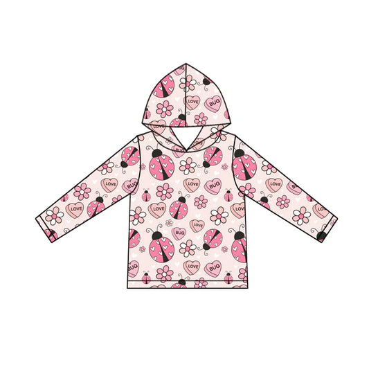 9.26  GT1242 Baby Girls Long Sleeve Pink Flowers Hearts Valentine Hoodies Top Preorder