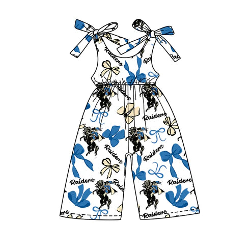8.12 Custom Moq 5 Baby Girls Raiders team Straps Jumpsuits Rompers