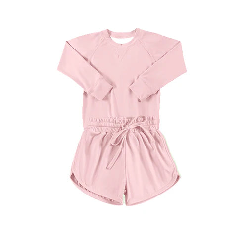 3.28 GLS0003 Baby Girls Pink Long Sleeves Top Short Yoga Set Preorder