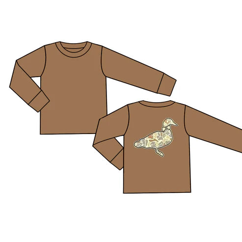 6.2 BT0950 Baby Boys Brown Camo Ducks Long Sleeve Tee Shirts Tops Preorder