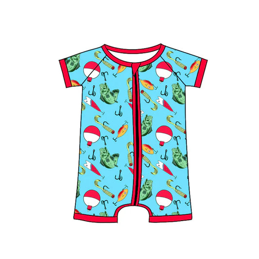 L-3.4 SR2707 Baby Infant Boys Fishing Float Zip Rompers preorder