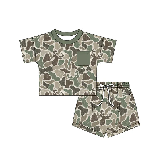 12.22 MOQ：5pcs BSSO1792 pre-order baby boy clothes camo print toddler boy summer outfit
