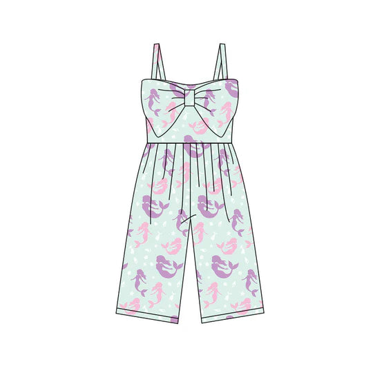 12.12 MOQ:5pcs SR3791 pre-order baby girl clothes Mermaid print girl summer jumpsuit