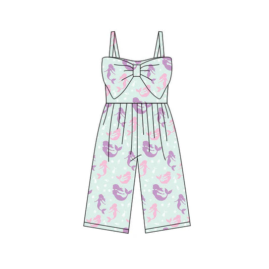 12.12 MOQ:5pcs SR3791 pre-order baby girl clothes Mermaid print girl summer jumpsuit