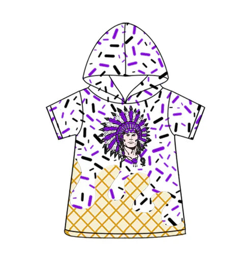 5.17 Preorder(Moq 3) Baby Boys Indian Ice Cream Drips Purple Hooded Tops