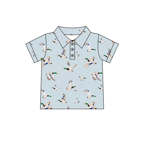 3.25 BT1210 Baby Boys Blue Short Sleeves Button Ducks Polo Shirts Top Preorder