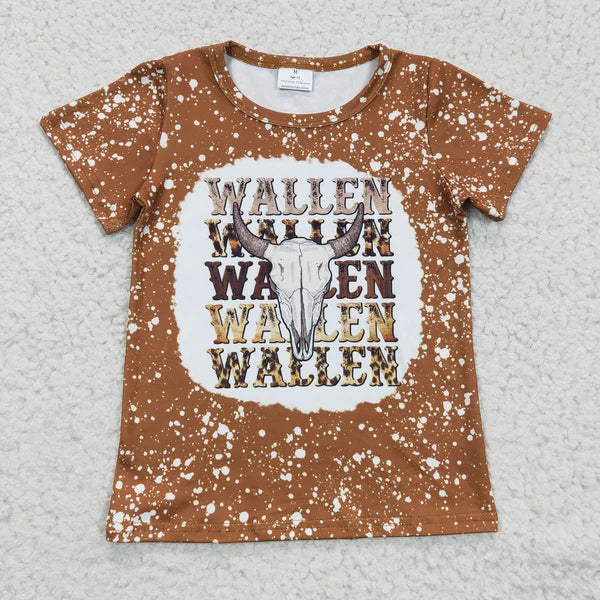 GT0115 Girl Brown Tie Dye Bull Shirts