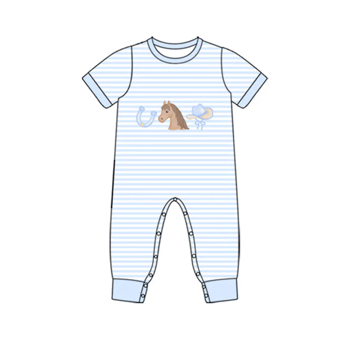 11.22 MOQ:5pcs SR3598 pre-order baby boy clothes cowboy summer romper