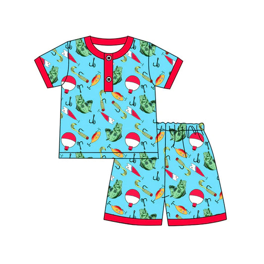 L-3.4 BSSO1288 Baby Boys Fishing Float Shirts Top Shorts Pajamas Clothes Sets preorder