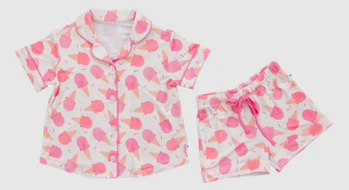 6.19 GSSO2602 Baby Girls Short Sleeves Peach Ice Cream Butter Top Short Pajamas Set Preorder
