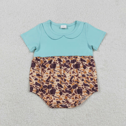 12.19 SR3277 Baby Girls Short Sleeve Brown Camo Ruffle Romper