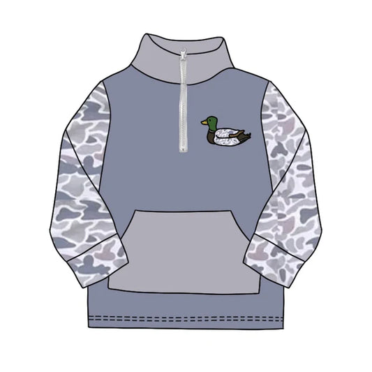 5.28 BT0929 Baby Boys Grey Camo Zip Duck Hunting Pullovers Tops Preorder