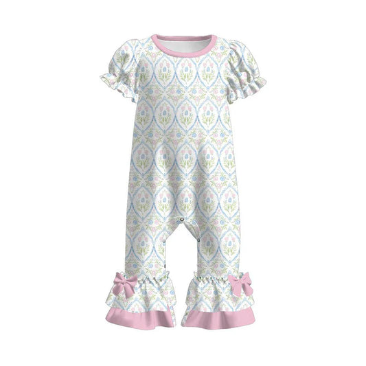 12.4 MOQ:5pcs SR3685 pre-order baby girl clothes floral print girl summer romper