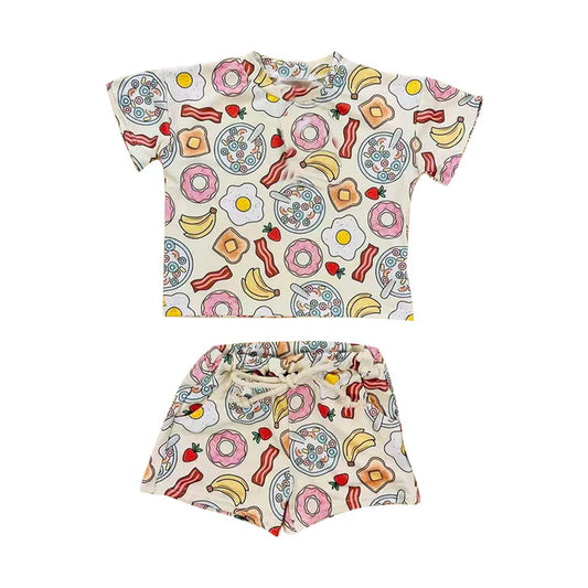 11.19 MOQ：5pcs GSSO2861 pre-order baby girl clothes bacon toddler girl summer outfit
