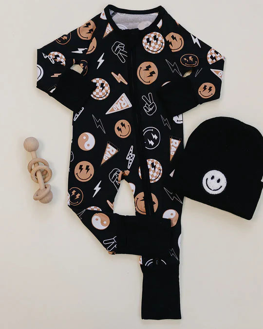 12.11 MOQ:5pcs LR2984 pre-order baby boy clothes smile print toddler boy winter romper