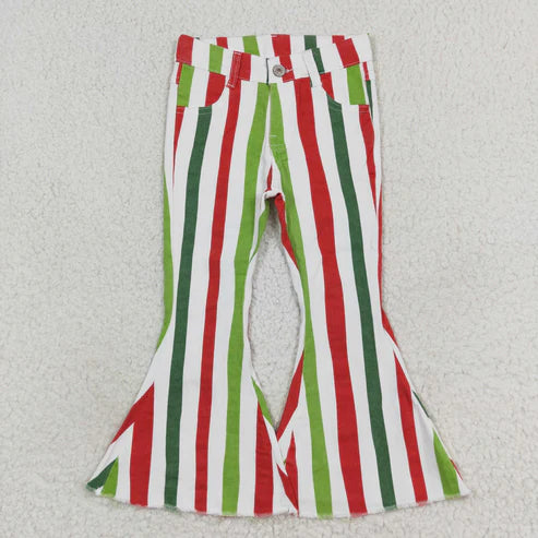 L-3.7 P0484 Red and green striped denim pants