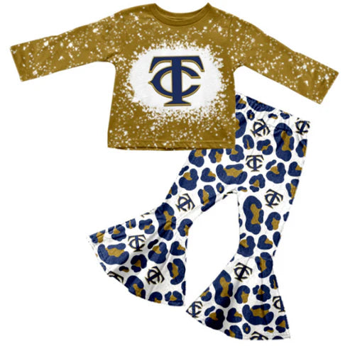 5.14 Girls team custom brown leopard print long sleeve pant suit