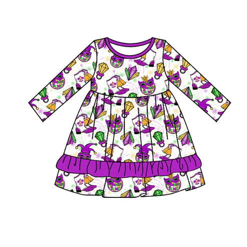 6.4 GLD0952 Baby Girls Mardi Gras Disco Knee Length Dresses Preorder