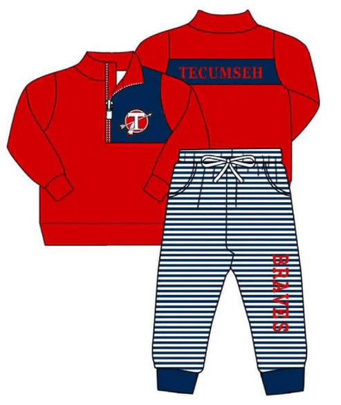 5.14 Boys team custom red long sleeve pants suit