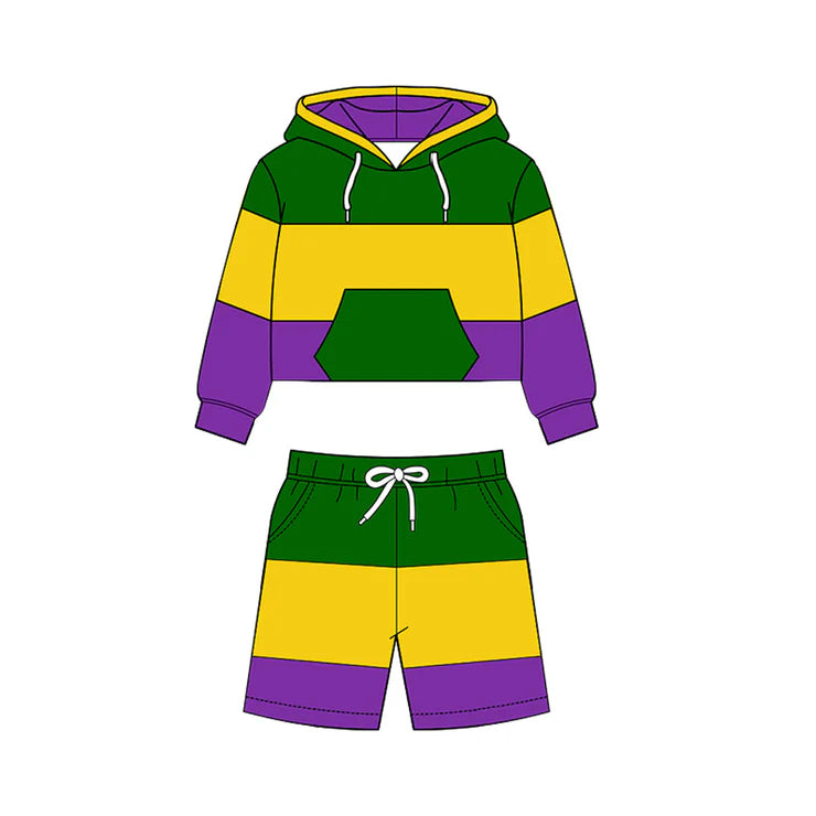 11.22 MOQ:5pcs BLS0024 pre-order baby boy clothes stripe toddler boy mardi gras yoga outfit