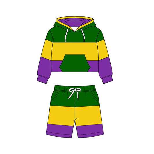 11.22 MOQ:5pcs BLS0024 pre-order baby boy clothes stripe toddler boy mardi gras yoga outfit