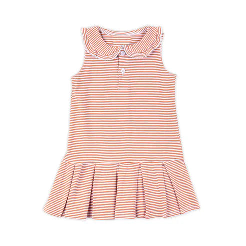 6.7 GSD2637 Baby Girls Sleeveless Button Peach Stripes Knee Length Dresses Preorder