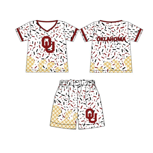 6.9  Custom Moq 3 Baby Boys Oklahoma Team Short Sleeve Tee Shirt Shorts Clothes Sets