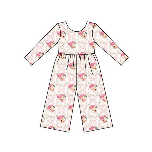 6.17 LR2238 Baby Girls Pink Long Sleeves Santa Plaid Jumpsuits Preorder