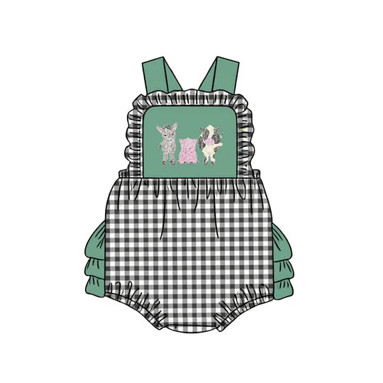 12.29 MOQ:5pcs SR3866 pre-order baby girl clothes farm animal print toddler girl summer bubble