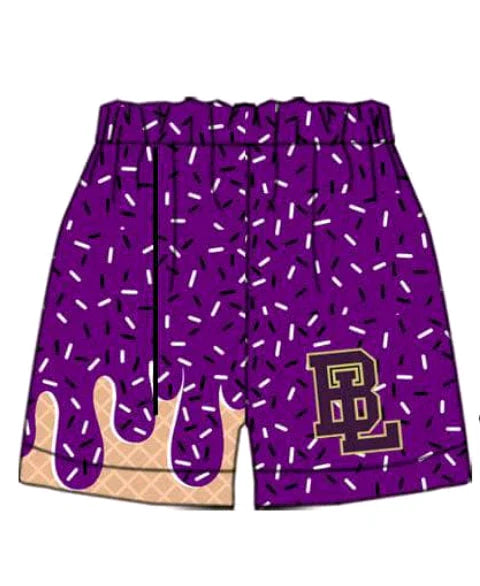 7.9 Custom Moq 3 Baby Boys Purple BL Drips Team Shorts Bottom