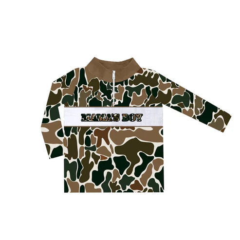 6.3 BT0973 Baby Boys Brown Camo Mama's Boy Zip Pullovers Tops Preorder