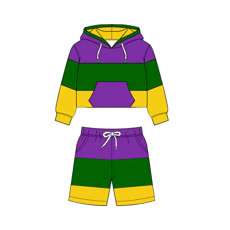 11.22 MOQ:5pcs BLS0023 pre-order baby boy clothes stripe toddler boy mardi gras yoga outfit