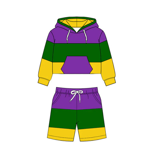 11.22 MOQ:5pcs BLS0023 pre-order baby boy clothes stripe toddler boy mardi gras yoga outfit