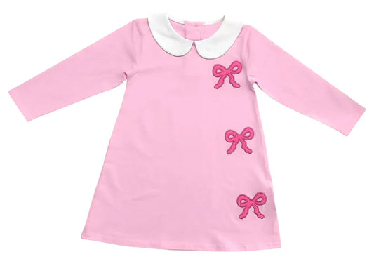 11.12 MOQ:5pcs GLD1494 pre-order toddler girl clothes bows print girl Valentine dress