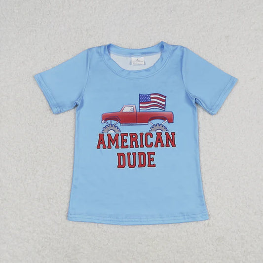 3.11  BT0650 RTS baby boy clothes american dude 4th of July patriotic boy summer tshirt