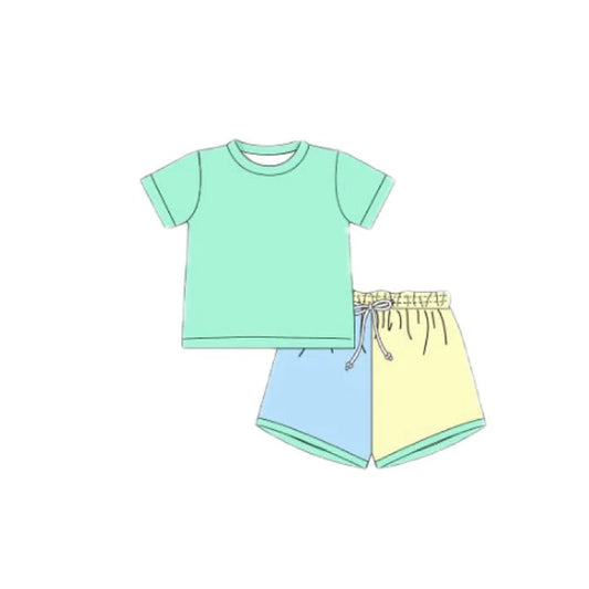 11.28 MOQ：5pcs BSSO1728 pre-order baby boy clothes green toddler boy summer outfit