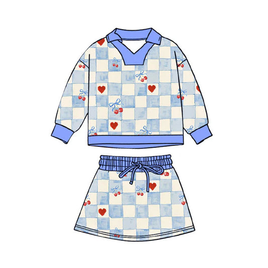 11.24 MOQ：5pcs GLD1538 pre-order baby girl clothes cherry print toddler girl Valentine skirt outfit