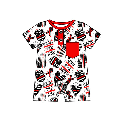 SR2341 Baby Infant Boys Back The Red Flag Short Sleeve Rompers preorder