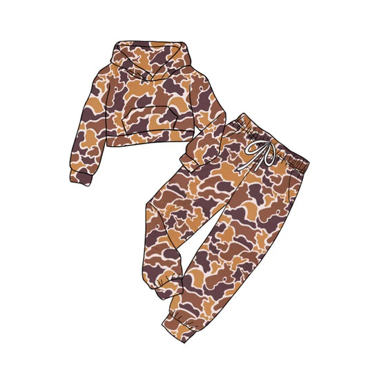 6.11 GLP1981 Baby Kids Brown Camo Hooded Top Pants Clothes Sets Preorder