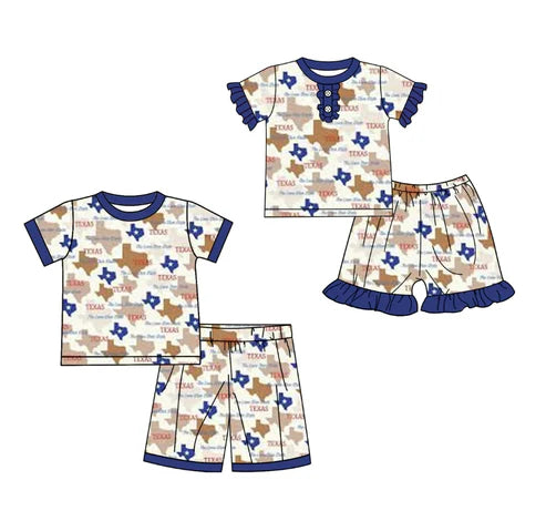 5.16 Custom Moq 3 Each Item Sibling Boys Baby Girls Football Team Texas Clothes Sets