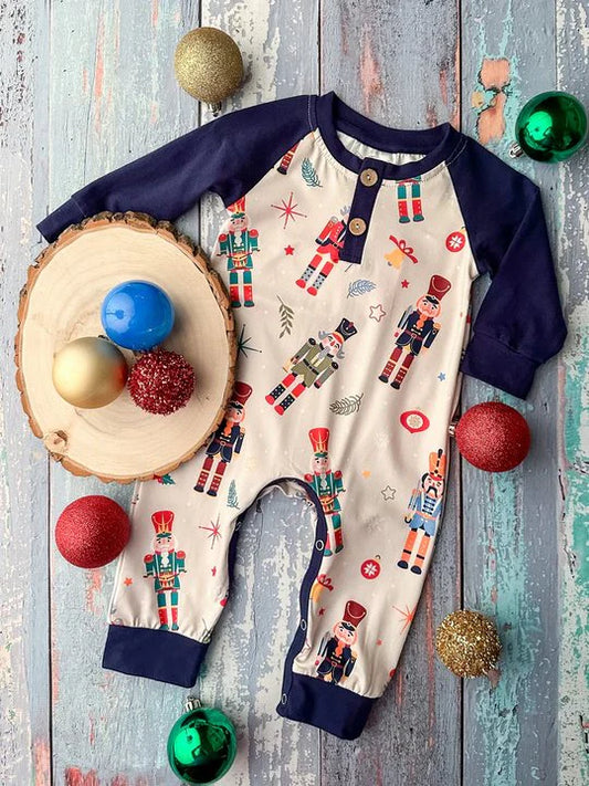 5.27 LR1934 Baby Infant Boys Christmas Soldier Long Sleeve Rompers preorder