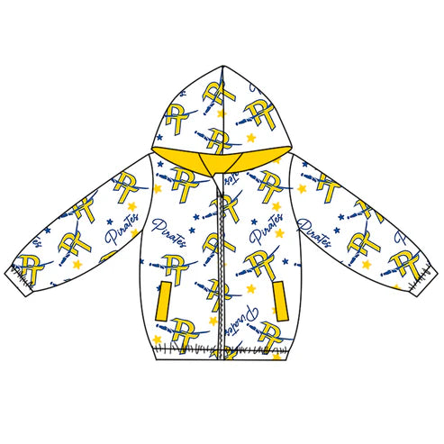 10.9 Custom Moq 5 Baby Boys Yellow Pirates Team Zipper Hoodies Tops