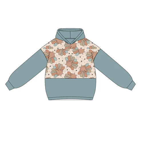 5.22 BT1246 Baby Boys Blue Long Sleeves Turkey Hoodies Top Preorder