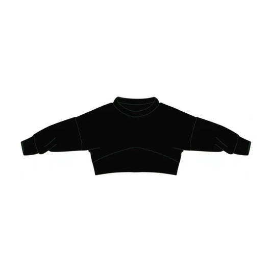 12.11 MOQ：5pcs GT1559 pre-order baby girl clothes black print girl winter top