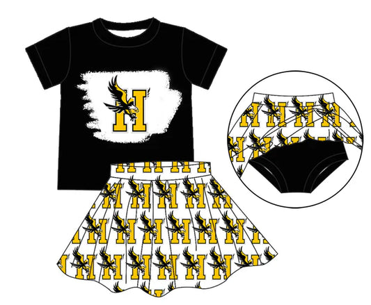 7.7  Custom Moq 3 Baby Girls Hobbs Eagles Top Bummie Skorts Team Sets
